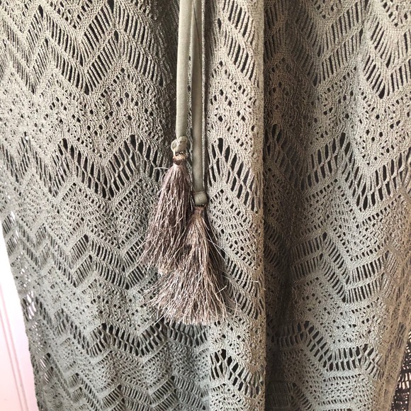 VINCE CAMUTO Retail $162 Crochet Caftan Swim Cover Up Safari Green XSmall - Picture 3 of 9